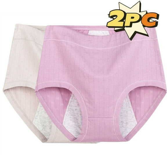 2PC Women Cotton Underwear New Women's Underwear High Waist Leakproof Panties Soft Briefs Breathable Comfortable Panties Underwear New Multicolor XL