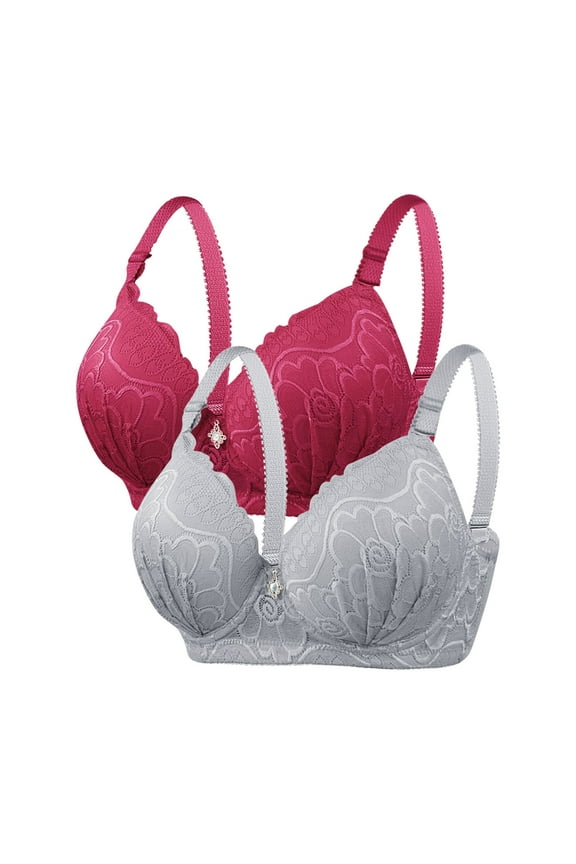 2PC Women Lace Bras Plus Size Wireless Seamless without Steel Ring Push Up Full Coverage Everyday Underwear Bra,Mint Green,48 B