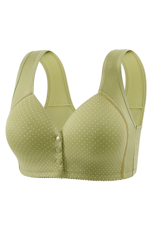 2PC Women'S Bras Button Down Breathable without Steel Ring Gathering Triangle Bralette,Green,36