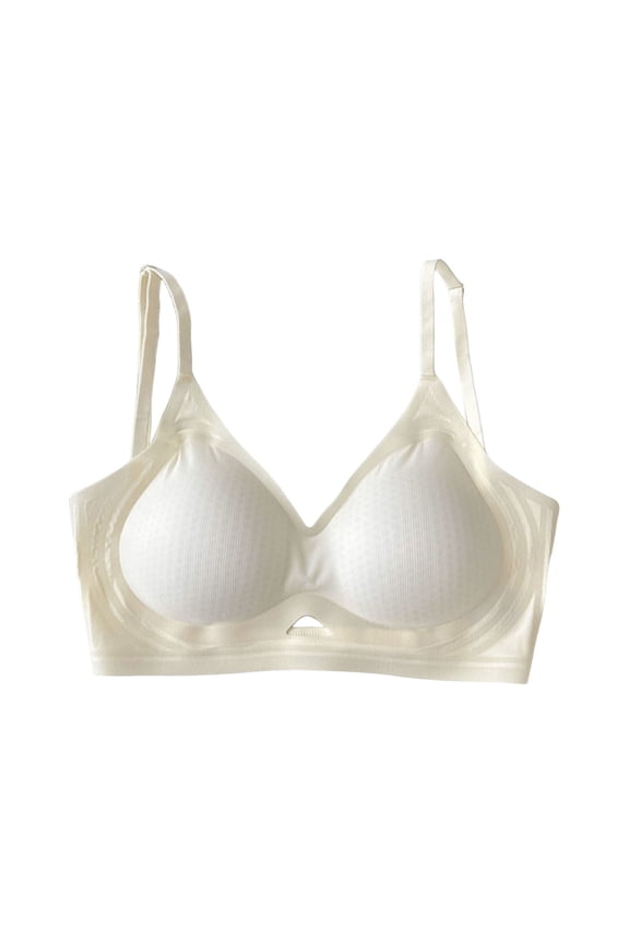 2PC Women'S Bras Semi Fixed Back Breathable Thick Cup No Steel Rings Strapless Bra,White,XL