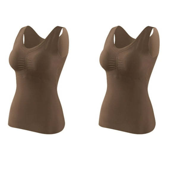 2PC Women Thermal Tank Tops Sleeveless Warm Fleece Lined Cami Underwear Vest Thick Skii Tank Top for Cold Weather