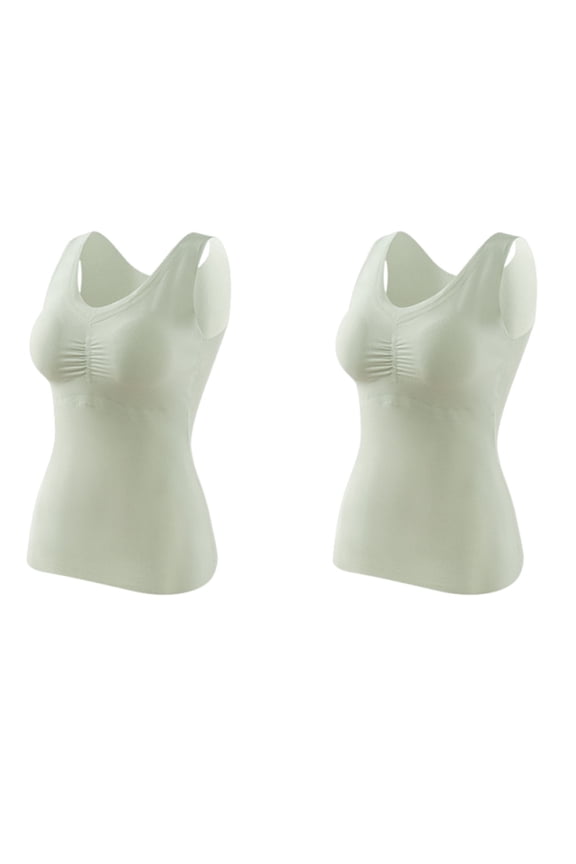 2PC Women Thermal Tank Tops Sleeveless Warm Fleece Lined Cami Underwear Vest Thick Skii Tank Top for Cold Weather