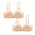 thumbnail image 1 of 2PC Women's Bras Push Up Adjustable Strap No Underwire Gathering Breathable Thin Everyday Bras Beige M, 1 of 7