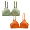 thumbnail image 1 of 2PC Women's Bras Push Up Adjustable Strap No Underwire Gathering Breathable Thin Everyday Bras Orange L, 1 of 7
