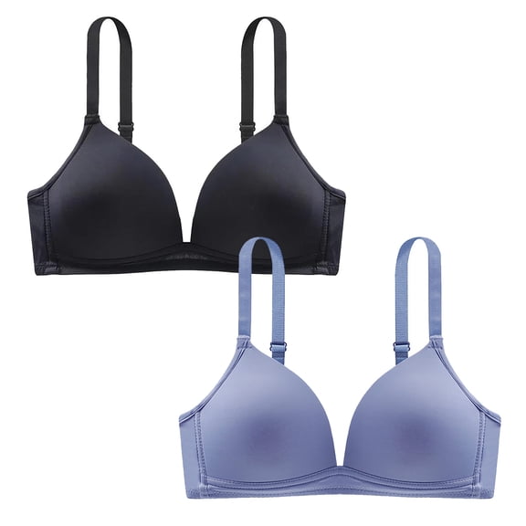 2PC Women's Bras Push Up Adjustable Strap No Underwire Gathering Breathable Thin Everyday Bras Purple S
