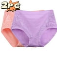 thumbnail image 1 of 2PC Women's Cotton Underwear New Women's Solid Lace Plus Size High Waist Leak Proof Cotton Crotch Shorts Underwear Panties Multicolor 5XL, 1 of 6