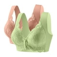 thumbnail image 1 of 2PC Women's Front Closure Bras Plus Size Lace Comfortable Senior Wireless Snap Closing Daisy Bras, 1 of 6