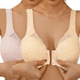 thumbnail image 1 of 2PC Women's Front Side Buckle Lace Edge Without Steel Ring Movement Seamless Gathering Adjustment Yoga Sleep Large Bra Running Bra 36c Bras Women Bras Push up Bras for plus Size Women Compression Bras, 1 of 2