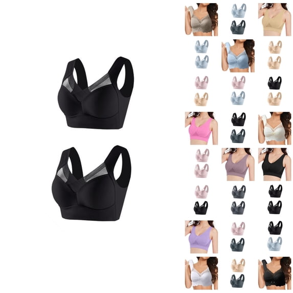 2PC Women's Large Strapless Lace Tank Top Underwear Thin Side Fold Side Gather Adjustable Bra