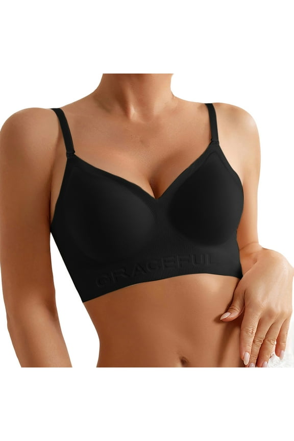 2PC Womens Bralettes Front Closure Floral Support Lette Soft Strapless Bra,Black,38