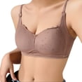 thumbnail image 1 of 2PC Womens Bralettes Thin Breathable Gathered Paired Breasts Womens Spring Clothes,Coffee,S, 1 of 8