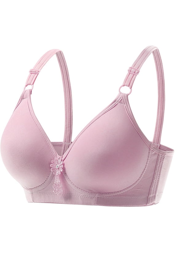 2PC Womens Bralettes Thin Breathable Glossy Durable Wire Strapless Bra,Pink,90B