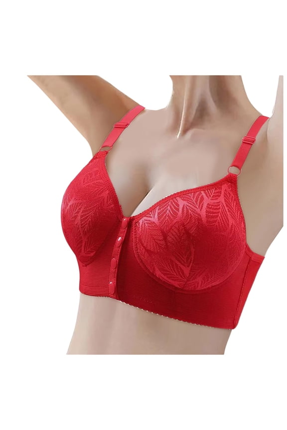 2PC Womens Bras Lift Up Full Cup No Retraction Sag Cover Balconette Bra,Red,44
