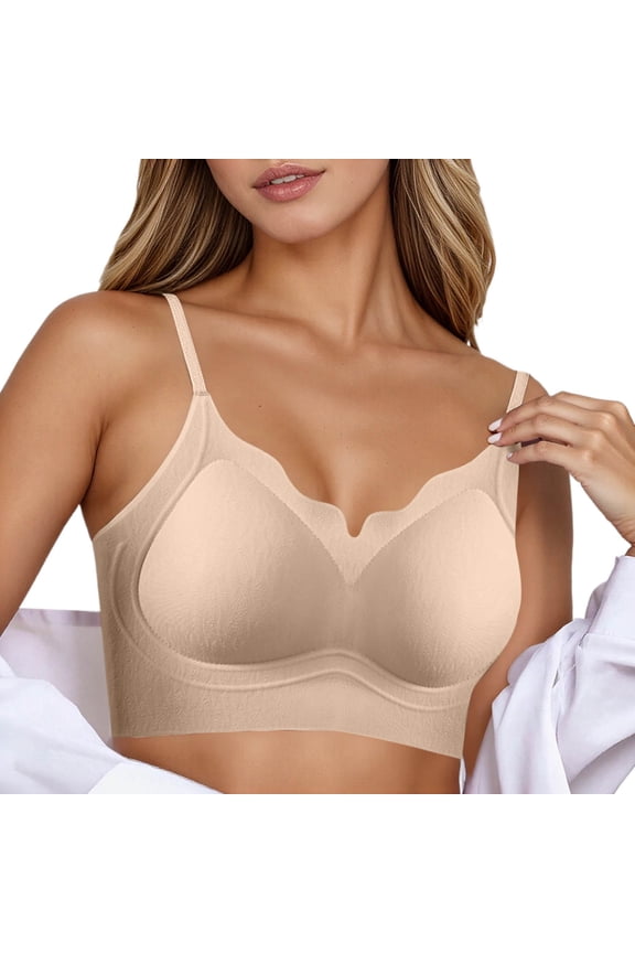 2PC Womens Bras Non Comfort Supportive Lift Soft Triangle Bralette,Khaki,XL/XXL