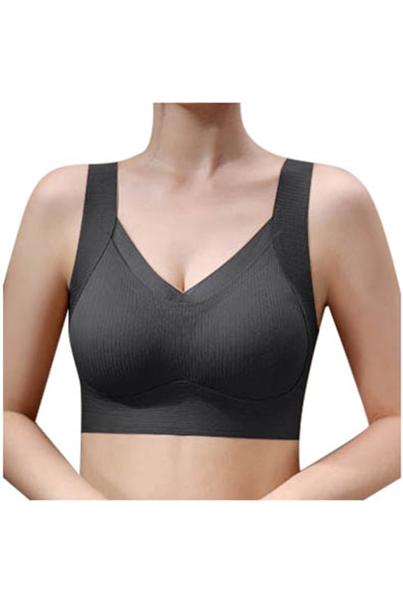 2PC Womens Bras Vest Warm Muscle Gathering Adjustable Upper Support Minimizer Bras for Women,Black,XXL