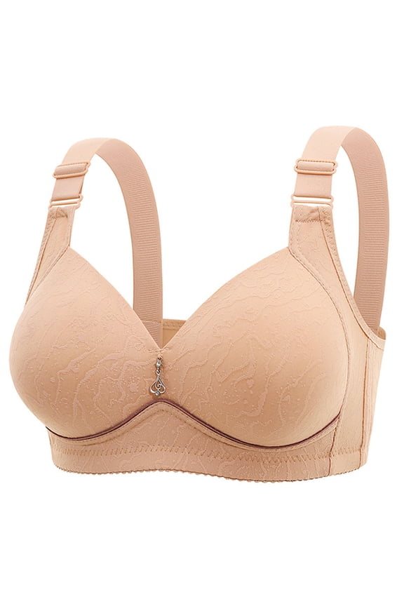2PC Womens Lingerie No Wire Middle Age Elderly Thin Comfort Sticky Bra,Beige,36