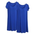 thumbnail image 1 of 2PC Womens Plus Size Lightweight Nightgowns New Womens Nightgown with Built in Shelf Bra Lounge Homewear Soft Cotton Sleepwear Comfy Short Sleeve Nightshirts Blue 4XL, 1 of 3