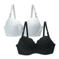 thumbnail image 1 of 2PC Womens Push Up Lace Bras Plus Size Full Coverage Minimizer Wireless Seamless Comfortable Base Tops Underwear Bra,Black,36 C, 1 of 4