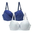 thumbnail image 1 of 2PC Womens Push Up Lace Bras Plus Size Full Coverage Minimizer Wireless Seamless Comfortable Base Tops Underwear Bra,Blue,34 B, 1 of 4