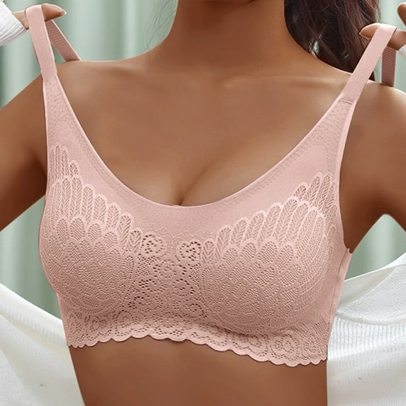 2PC Womens Underwear Push Up Bra No Steel Ring Underwear Gathering Sleep Latex Underwear Traceless Back Heart Bar Full Coverage T-Shirt Bra