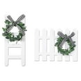 thumbnail image 1 of 2PC Wooden Farmhouse Window Tiered Pallet Decor Rustic Farmhouse Decor Cathedral Arch Window Sign Wooden Fence Shape Mini Ladder Sign with Wreath Stand, 1 of 5