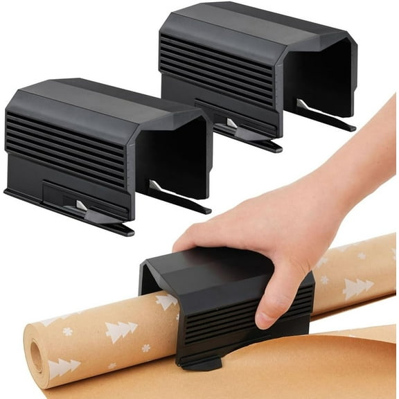 2PC Wrapping Paper Cutter Christmas Paper Roll Cutters Paper Cutter Slider Tool Set Christmas Gift Packing Wrapping Cutting Supplies for Crafting Birthday Gifts Wrap Rolls (2PC Black)
