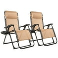 thumbnail image 1 of Costway 2PC Zero Gravity Chair Oversize Lounge Patio Heavy Duty Folding Recliner Beige, 1 of 9