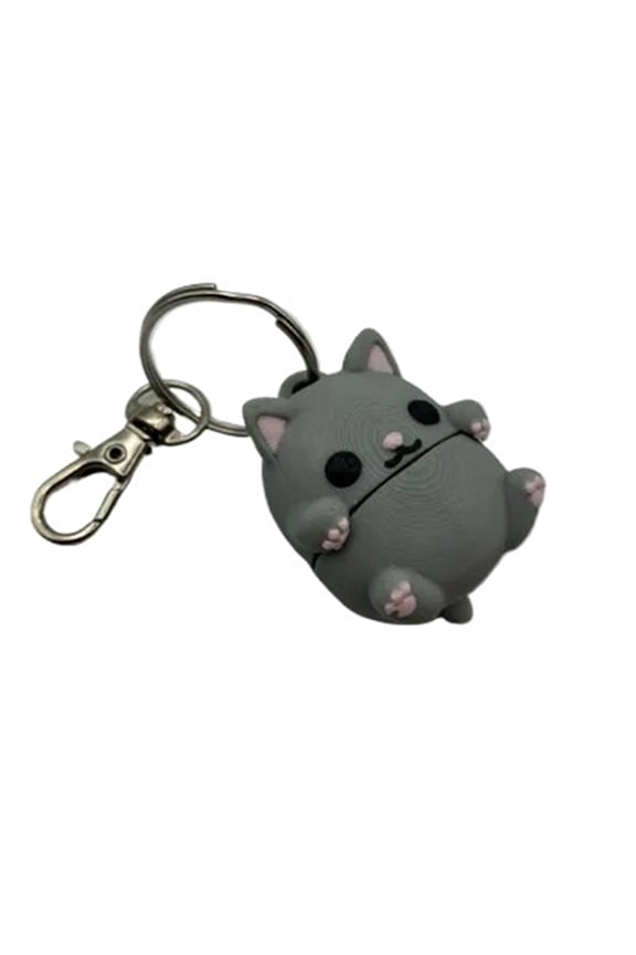 2PC cat keychain with movable joints  one-piece 3D printing