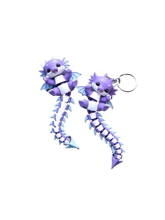2PC cute movable dragon keychain 3D printing