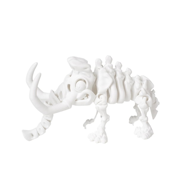 2PC white 3D printed mammoth and Triceratops dinosaur skeleton deformed figurines, gifts and handicrafts