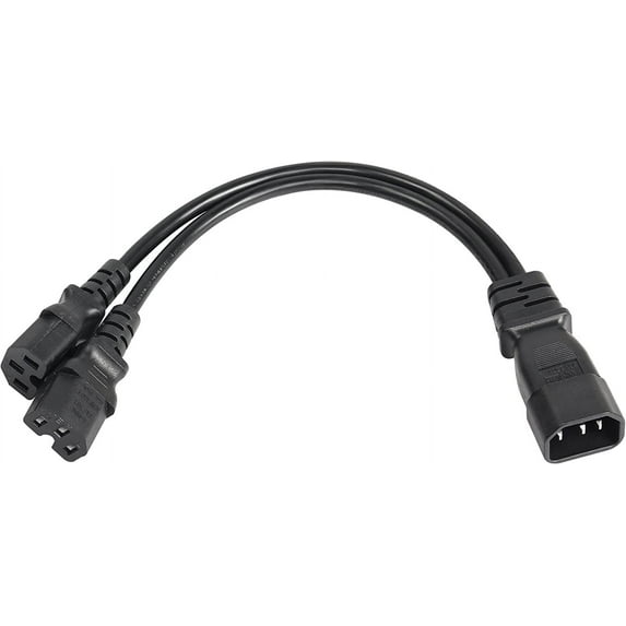 2PCS 0.3m IEC 320 C14 to Dual IEC 320 C15 Female Splitter Extension Cable for Router,Network Switch, Computer(c14-2xc15)