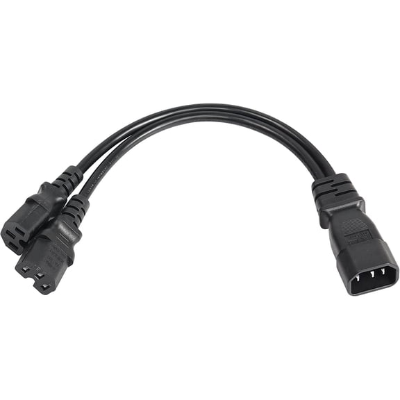 2PCS 0.3m IEC 320 C14 to Dual IEC 320 C15 Female Splitter Extension Cable for RouterNetwork Switch, Computer(c14-2xc15)
