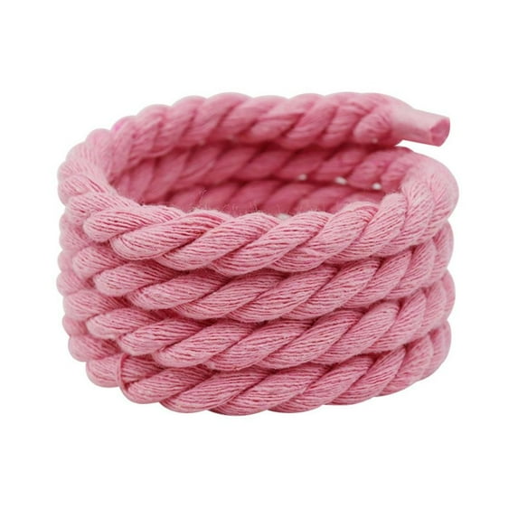 2PCS 0.8cm120cm Width Polyester Cotton High Quality Low-top Canvas Shoe Laces 10Colors Weaving Twisted Rope Solid Color Laces Bold Shoelaces Thick Rope Laces PINK