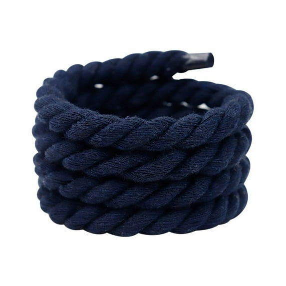 2PCS 0.8cm120cm Width Polyester Cotton High Quality Low-top Canvas Shoe Laces 10Colors Weaving Twisted Rope Solid Color Laces Bold Shoelaces Thick Rope Laces NAVY