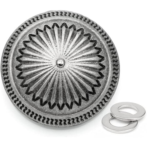 2PCS 1 1/2 Inches Coin Conchos Vintage Screw Back Concho Cowboy Western Leathercraft CHS31 (Matte Silver)