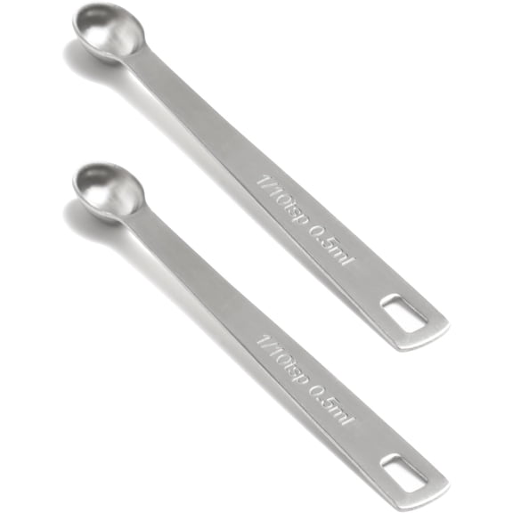 2PCS 1/10 Teaspoon(1/10tsp, 0.5ml) Single Tiny Measuring Spoon, Small Individual Stainless Steel Measure Spoons Only