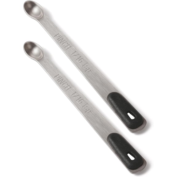 2PCS 1/16 Single Measuring Spoons with Black Silicone Handle, Small Individual Measure Spoon Only, Tiny Measure Scoop, Stainless Mini Measuring Spoons