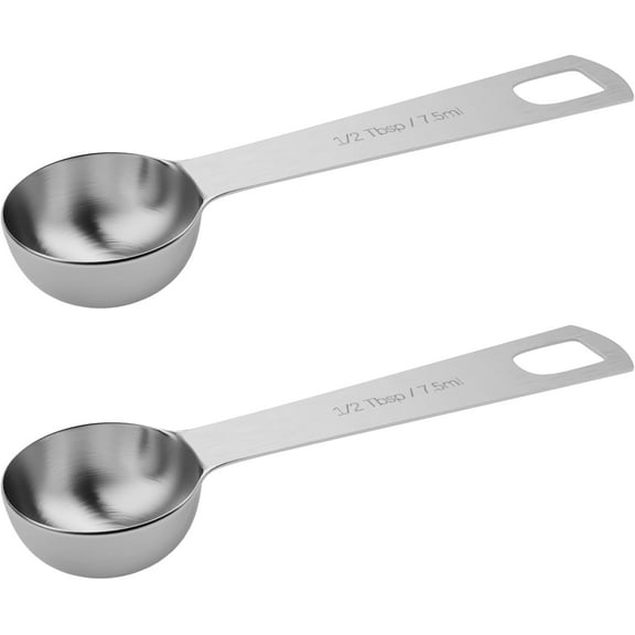 2PCS 1/2tbsp (1.5tsp, 7.5ml, 1/4oz) Single Measuring Spoon, Stainless Steel Individual Teaspoons Only