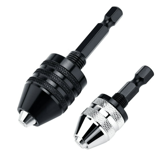 2PCS 1/4 Inch Hex Shank Keyless Drill Chuck, Quick Change Adapter Converter Impact Drills Bits, Electric Tool Accessories (0.3-3.6mm/0.8-8mm)