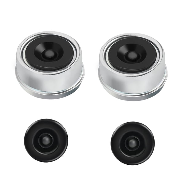 2PCS 1.98" Trailer Hub Cap, Trailer Spindle Bearing Dust Cap Cup Grease Cover Caps & 4 Extra Rubber Plugs for Most 2000 to 3500 Pound Axles Dexter
