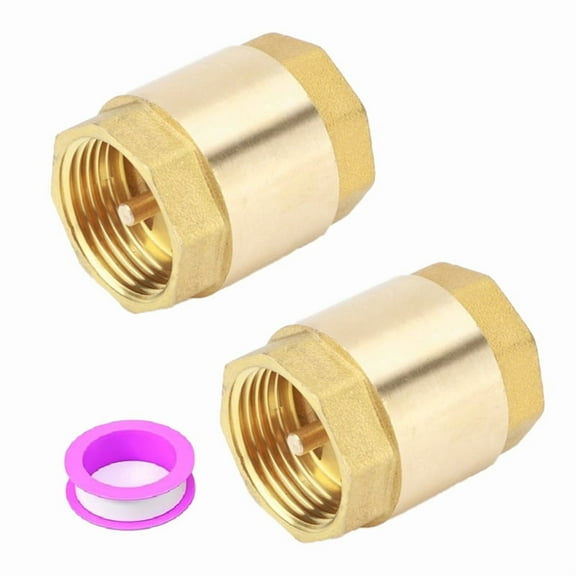 2PCS 1 Inch NPT Female Thread Spring Check Valve, Solid Brass Non Return One Way Horizontal Check Valve for Well, Pump