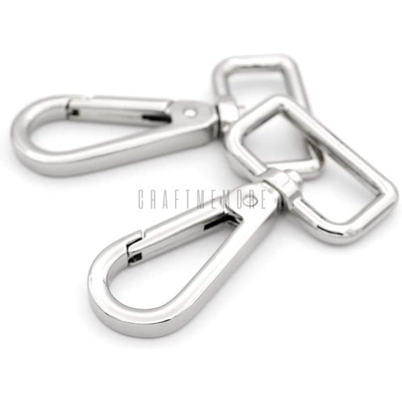 2PCS 1 Inch Push Gate Snap Hooks Metal Swivel Lobster Claw Clasp Purse Hardware SC21 (Silver)