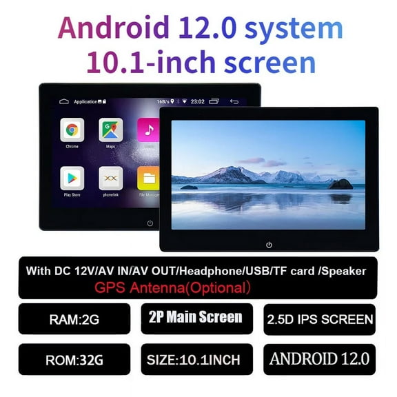 (2PCS) 10.1 INCH Car Headrest Video Multimedia Player Bluetooth Rear Back Seat TV Monitor Display Android 12 2G+32G Touch Screen For Airplay