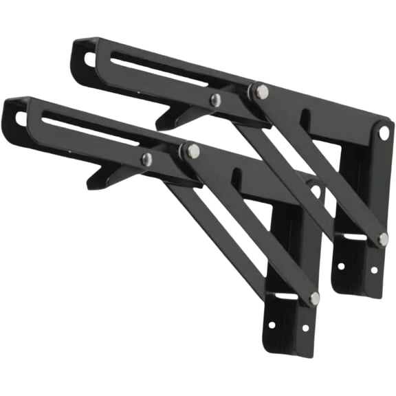 2PCS-10 Inch Heavy Duty Folding Shelf Brackets - Matte Black Collapsible Bracket for Table Bench Shelf Hinge Wall Mounted Space Saving, Max Load: 150 lb, Black