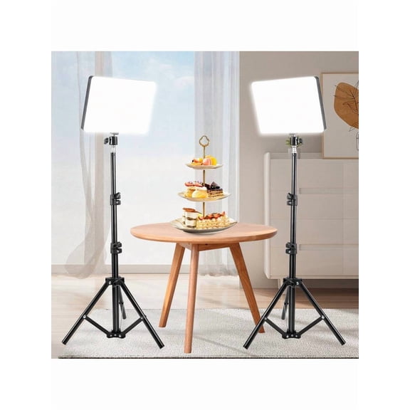 2PCS 10 Inch Square LED Video Lights With Adjustable 110cm Tripod, USB Power Supply, Suitable For Live Streaming And Photography, Portable Multifunctional Fill Light, Studio Lighting Kit,