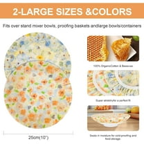 2PCS 10" Reusable Cotton Beeswax Bowl Covers, Elastic Rim Sourdough & Bread Proofing Covers for Food Storage and Preservation