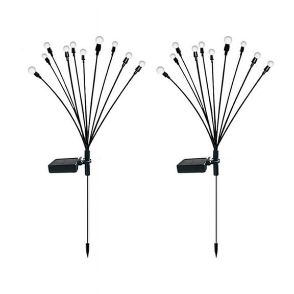 2PCS 10 Solar Powered Firefly Lights, 10 LED Outdoor Waterproof Solar Swaying Garden Lights