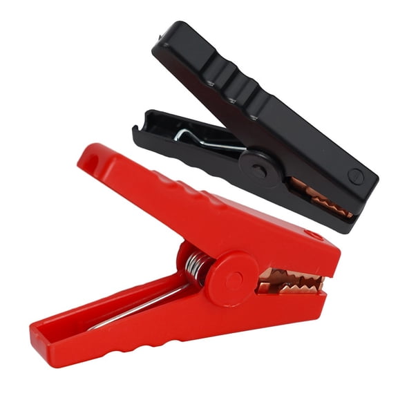 2PCS 100A Crocodile Clips for Car Battery Chargers, Heavy Duty Insulated for alligator Clamps with Thick Spring and Teeth, Copper Jaw Test Leads for 12V-24V Electrical Engineering, Red and Black