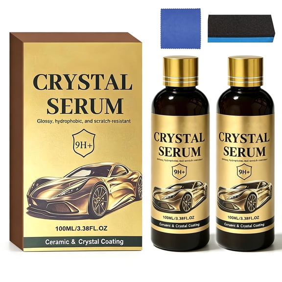 2PCS 100ML Crystal Serum - Advanced Graphene Ceramic Coating for Cars, Quick Effect Car Coating, 9H Graphene Coating for Auto Car Detailing, Coat Restore for Paint, Glass & Wheel