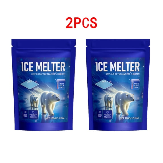 2PCS 100g Environment-Friendly Ice & Snow Melt Agent - Reduces Impact on Vegetation/Concrete, for Winter Snow/Ice Removal on Driveways, Sidewalks, Patios, Safe & Easy to Use, 3.53oz
